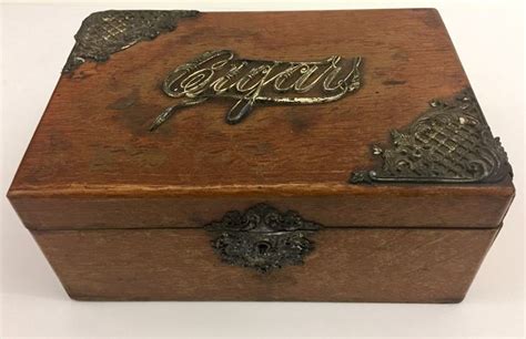 antique intricate metal cigar box|antique cigar boxes wooden.